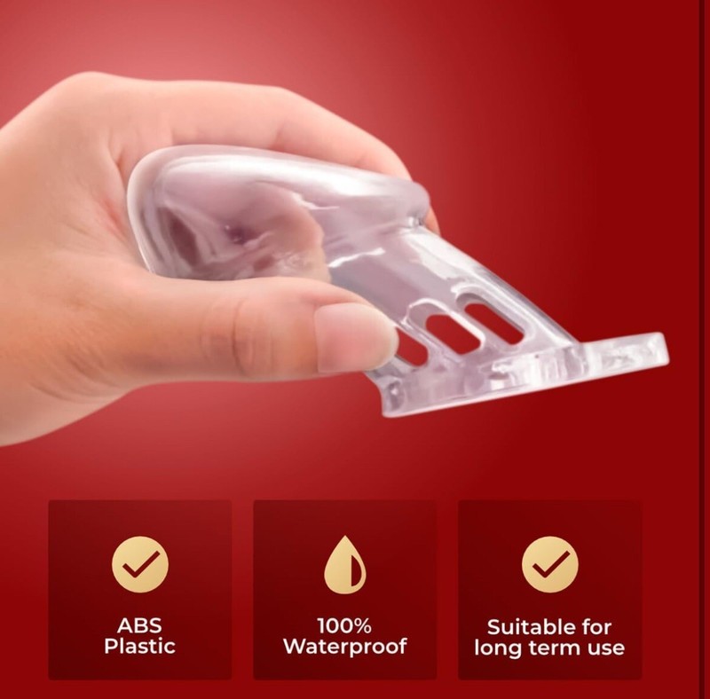 Plastic Ribs Male Chastity Cage Rings, Invisible Lock for Man Penis, Transparent gallery