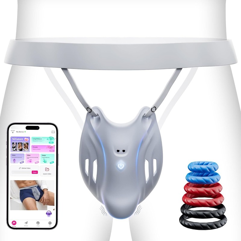 Male Masturbator Sex Toy Wearable Penis Vibrator with App Control 9 Speeds Glans