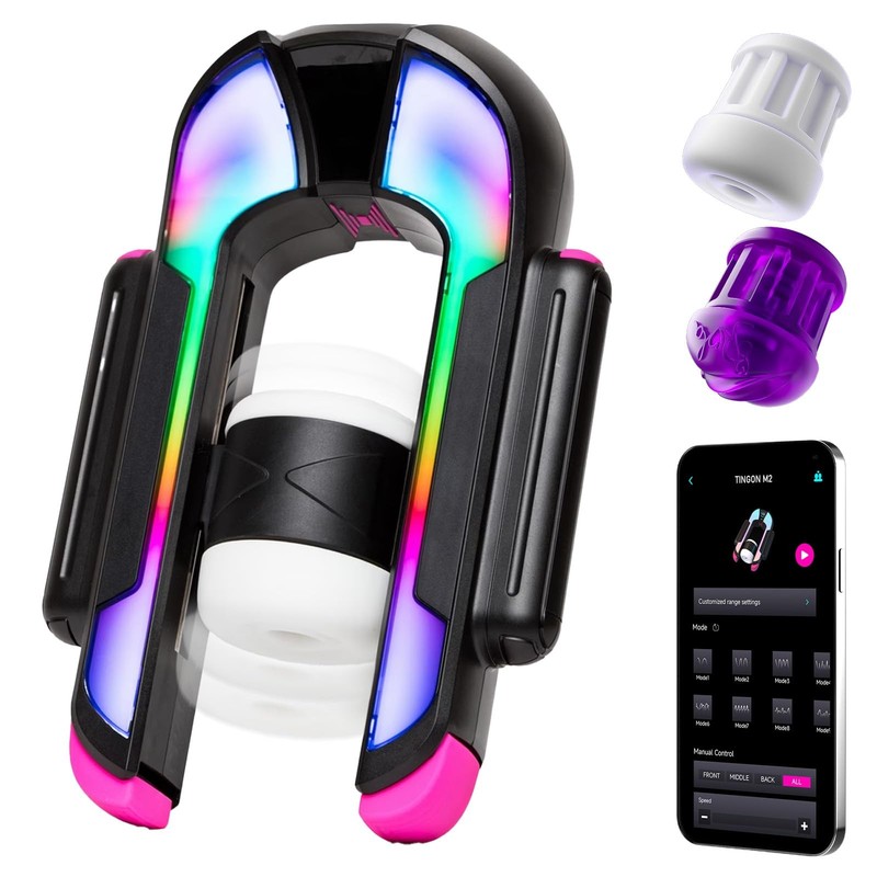 EINSEO RGB Lighting Male Masturbator, 2 Sleeves Male Sex Toys for Men Up to 7...