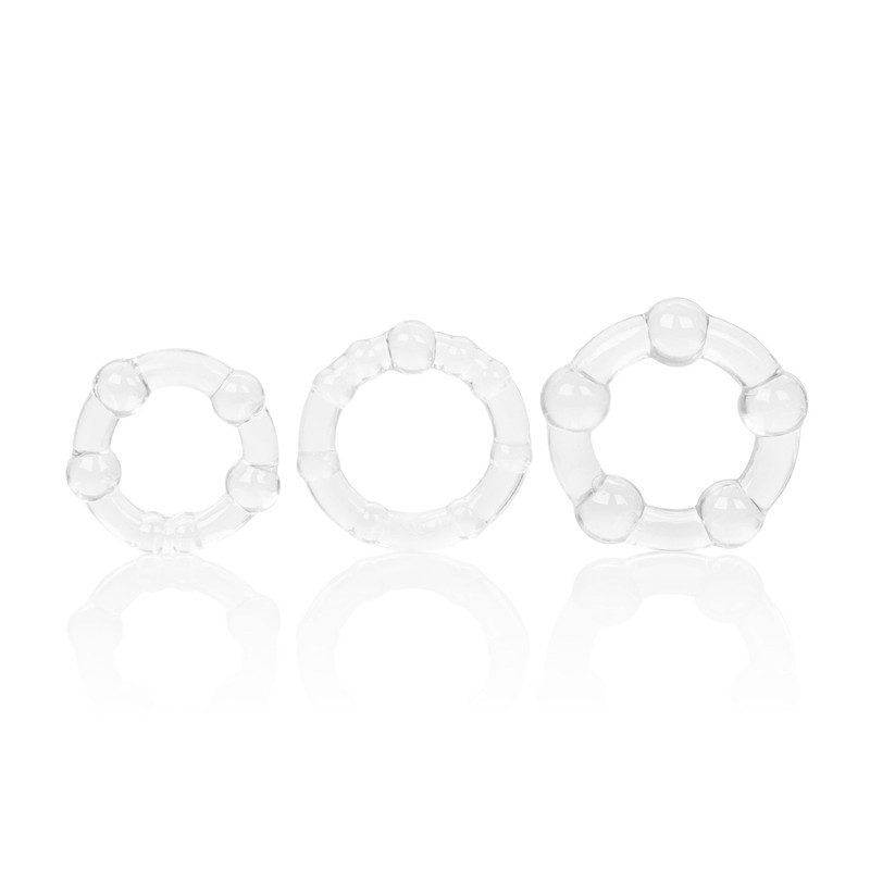 Cal Exotics Island Cock Beaded Rings Clear 3PK - Men Penis Erection Enhancer gallery