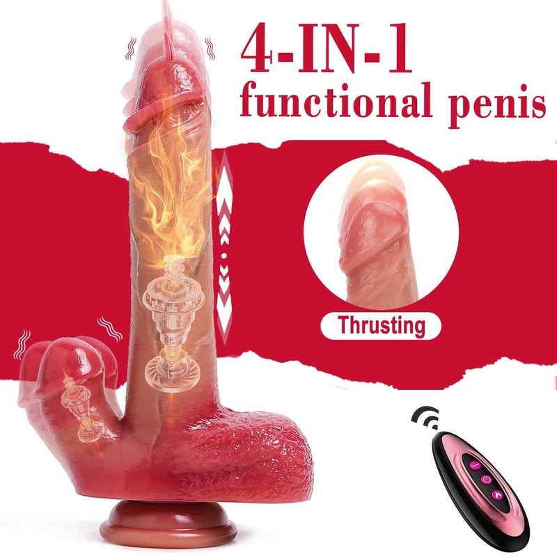 Realistic Thrusting Dong Vibrator Dildo Heating Vibrating Suction Cup Sex Toy gallery