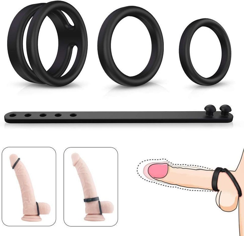4 Penis Cock Ring Set Prolong Delay Sex Toys for Men Male Erection Enhancer