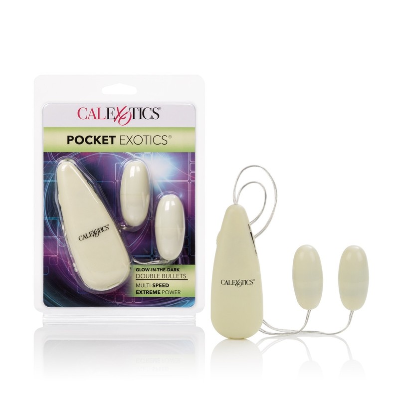 Cal Exotics Pocket Exotics Vibrating Glow-In-The-Dark Double Bullet Egg Vibe