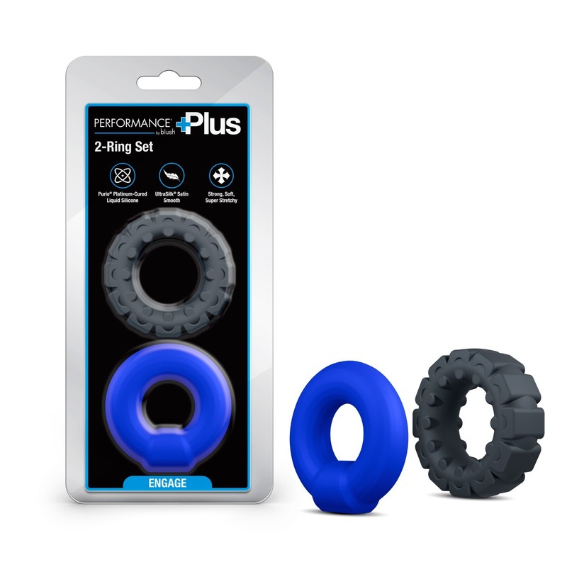 Blush Performance Plus Engage 2 Cock Ring Set Male Adult Sex Toy