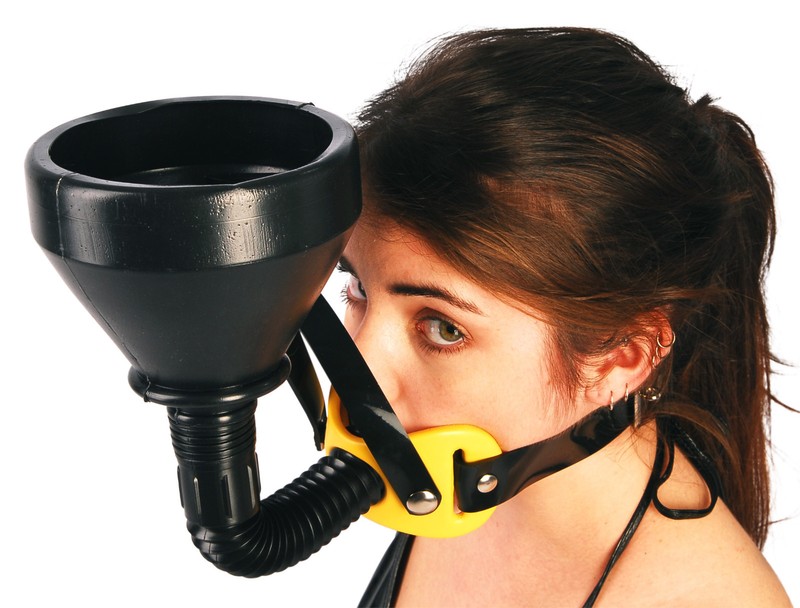 SUPER SALE The Original FUNNEL GAG™ - Yellow Pad - Black PVC Straps - FETISH