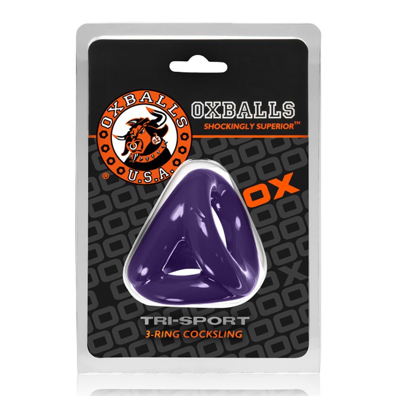 Oxballs Tri-Sport 3-Ring Cocksling Atomic Jock Eggplant - Cock Ring Cock Cage gallery