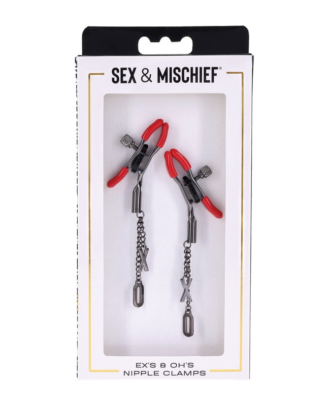 Sex & Mischief Ex&rsquo;s & Oh&rsquo;s Nipple Clmaps – Red/Black