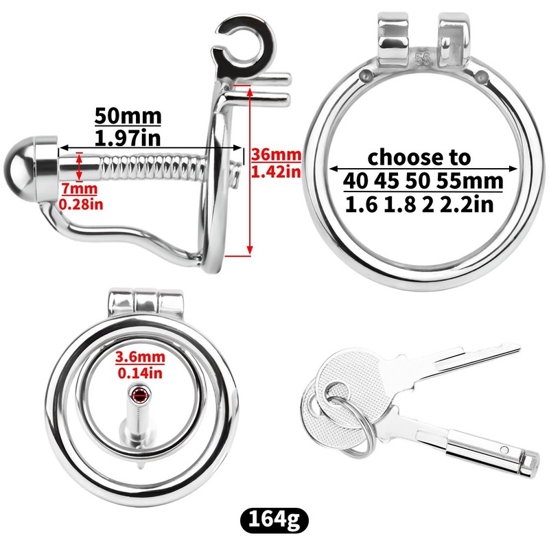 Lockable Hollow Chastity Device Stainless Steel Penis Cage With 4 Different Ring