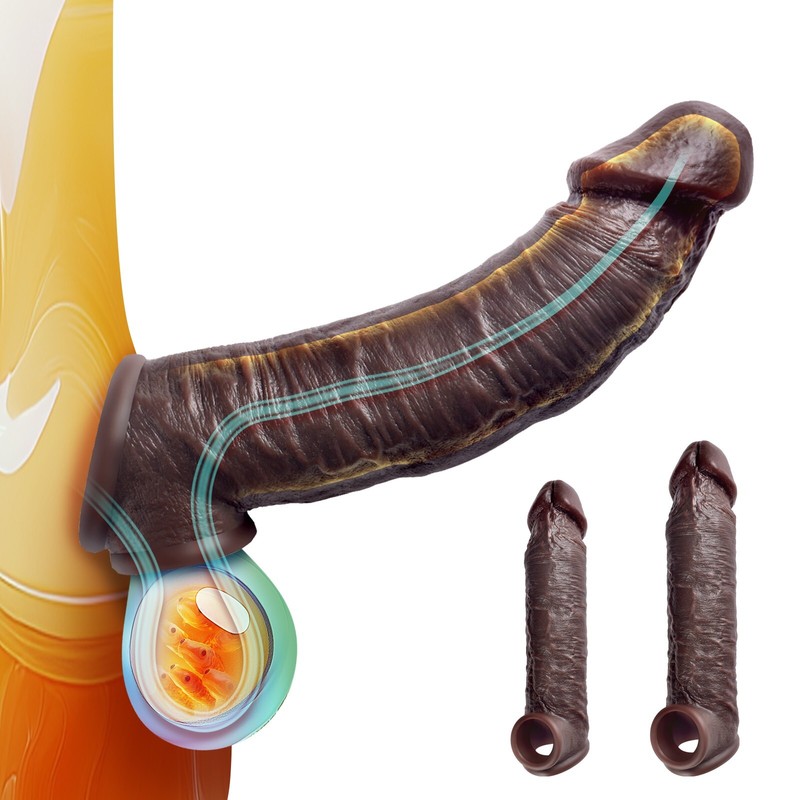 Male Cock Girth Enlarger Long Penis Extension Extender Sheath Sleeve Couple Sex gallery