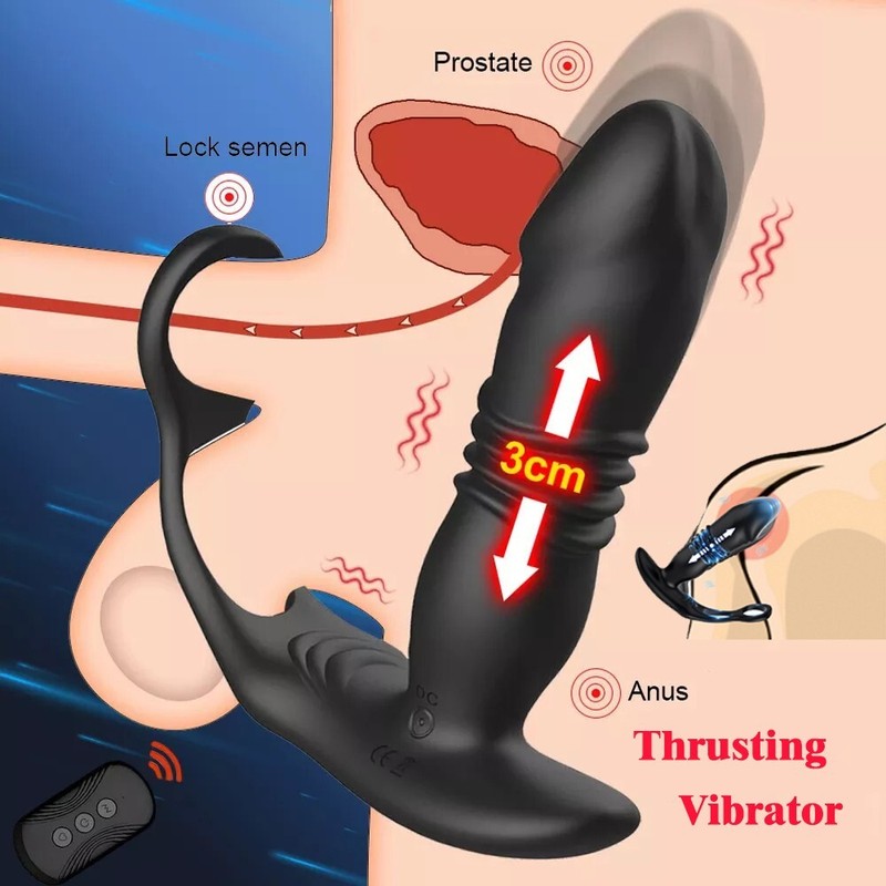 Male Prostate Massager Vibrator Thrusting Anal Butt Plug Dildo Sex Toys for Men