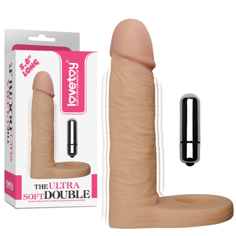 Double Penetration DP Vibrating Anal Trainer Strap On Dildo w/ Penis Ring Combo gallery