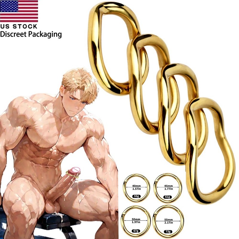 4 Male Delay Penis Cock Ring Gold Chastity Device Penis Enhance Ring BDSM