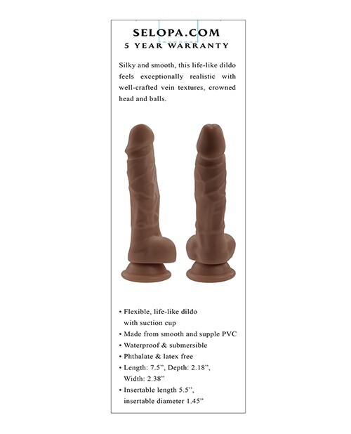 Selopa 6 Inch Realistic Brown PVC Dildo Dong with Balls by Evolved Novelties gallery