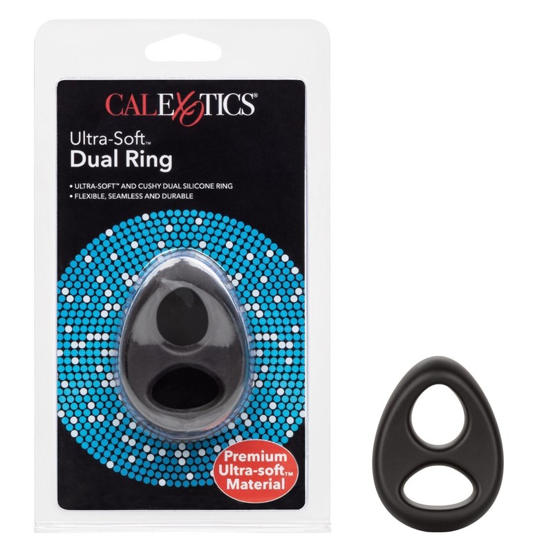 CAL EXOTICS Ultra Soft Liquid Silicone Dual Erection Cock Ring w/Scrotum Support