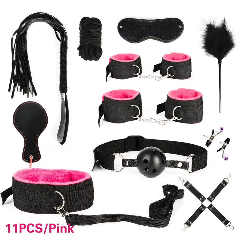 BDSM Kits Exotic Bed Bondage Set Exotic Sex Toys For Adults Games Leather Handcu