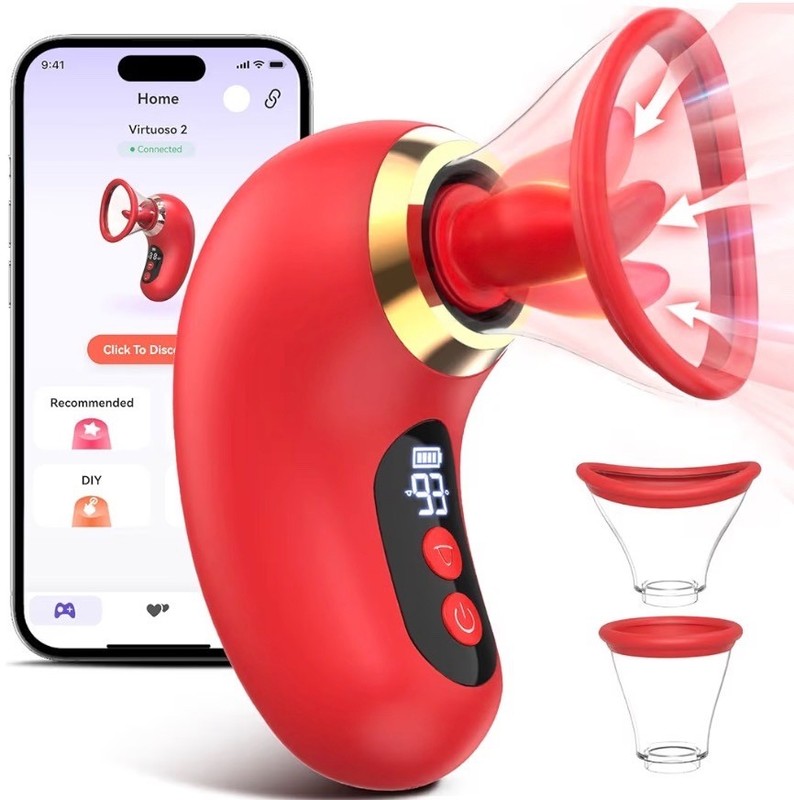 5-in-1 Licking Sucking Vibrator w/ 2 Cups App Control LCD Display Adult Toy USB