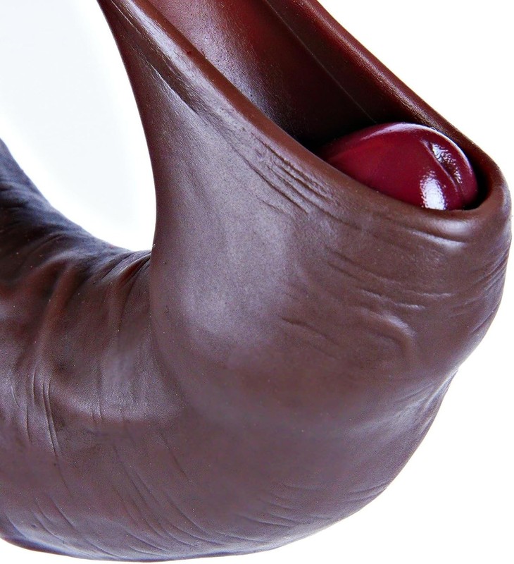 Movable 8 Inch Black Foreskin Dildo Waterproof Silicone Anal Penis for Couples gallery