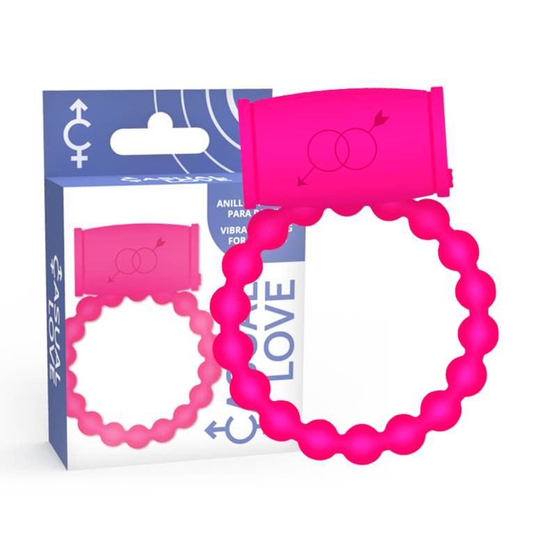 Casual Love Vibrating Ring – Vibrating Phallic Ring with Beads – Pink