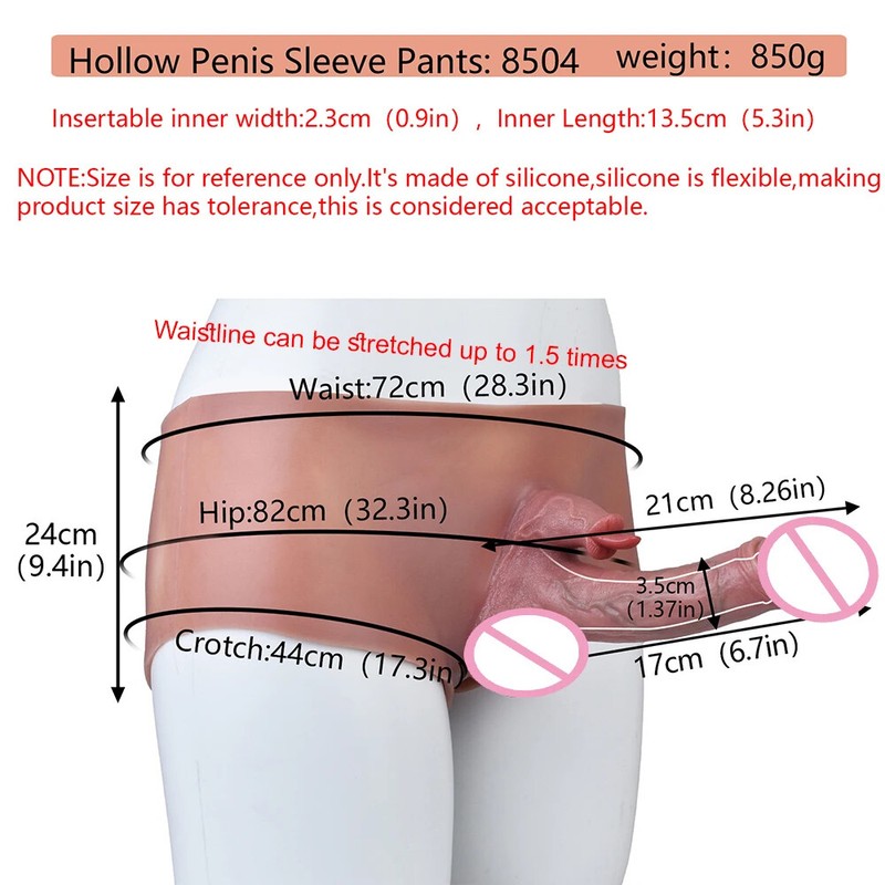 Tongue Design Realistic Unisex Penis Sleeve Pants Flexible G-Spot Hollow Dildos