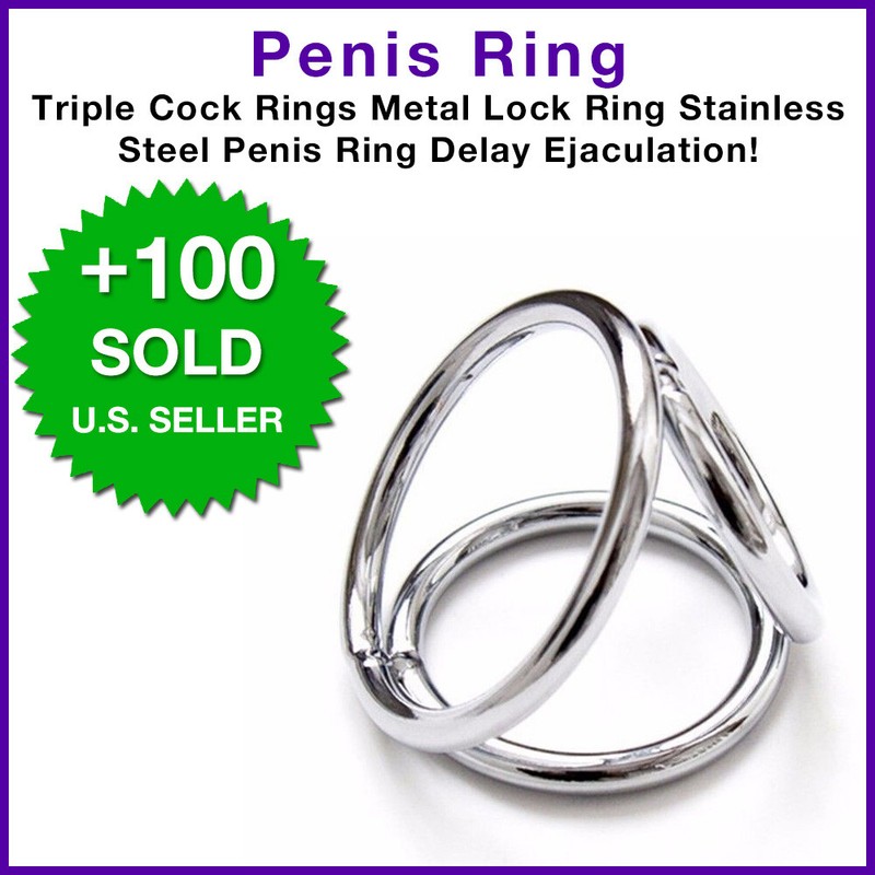 Triple Cock Rings Metal Lock Ring Stainless Steel Penis Ring Delay Ejaculation
