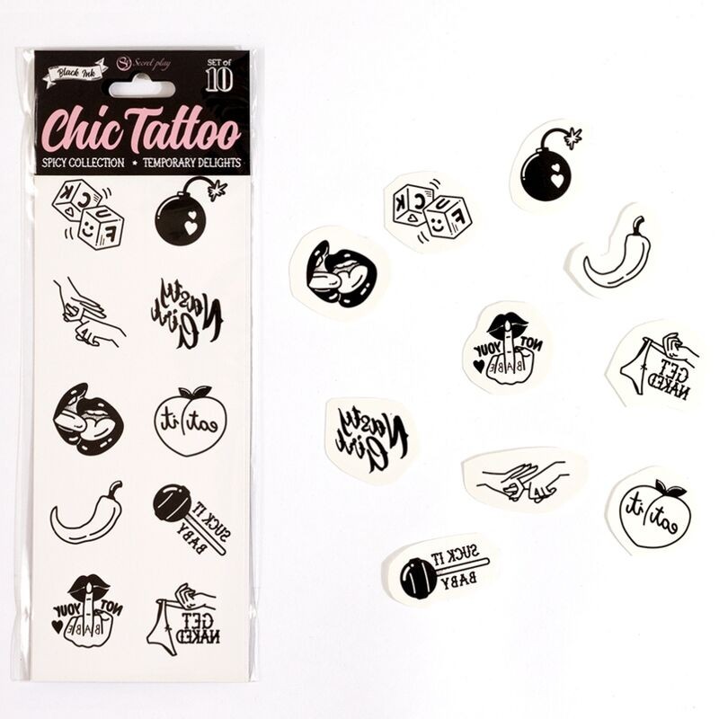 Secret Play – Lot Of 10 Temporary Tattoos Spicy Collection