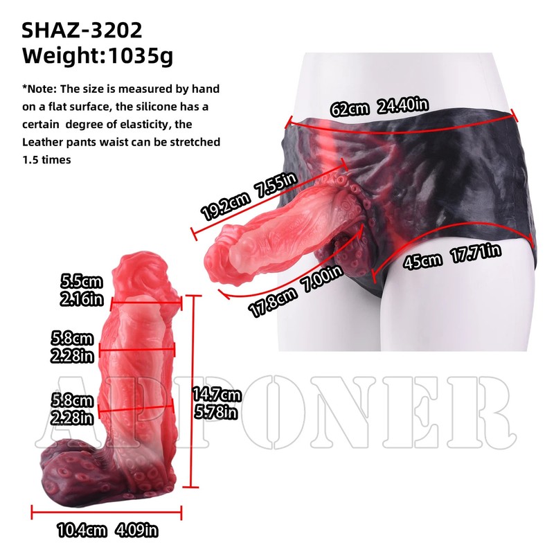 Silicone Strap on Dildo Panties 8.46" Hollow Penis Extender Sleeve Men Couples gallery