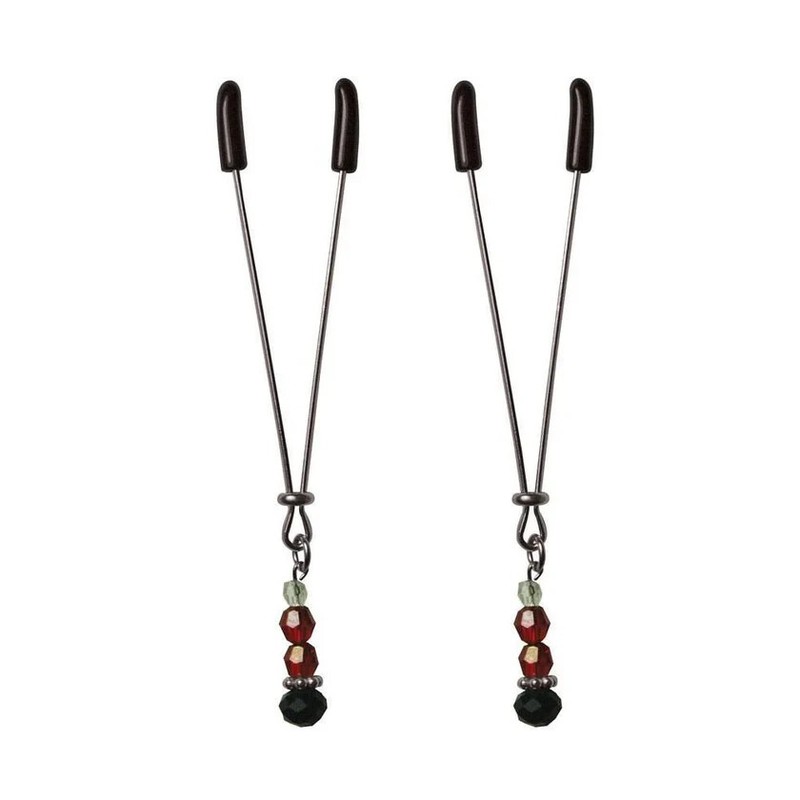 Sexperiments Ruby Black Adjustable Nipple Clips With Beads