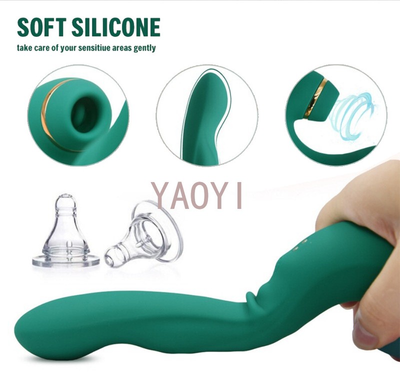 Sucking-Vibrator-Clit-Sucker-Dildo-Vibe-G-spot-Massager-Sex-Toy for-Women Green gallery