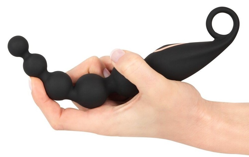 Vibrating Anal Beads 7 Functions Waterproof Silicone Anal Plug Black gallery