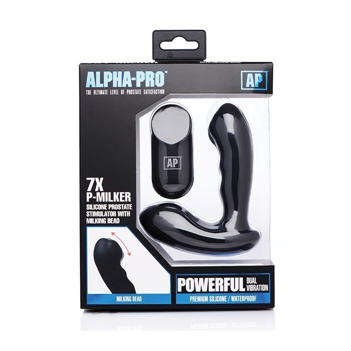 Alpha-Pro 7X P-Milker Prostate Massager Vibrator w/ Milking Bead Waterproof