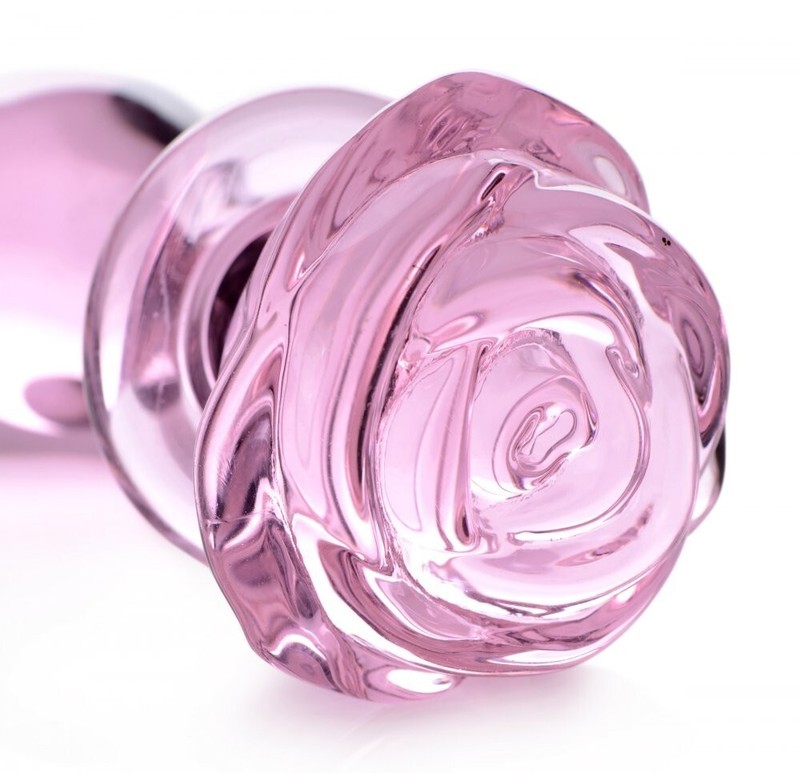 Pink Rose Borosilicate Glass Anal Plug Medium Booty Sparks Ass Butt Play US SHIP gallery