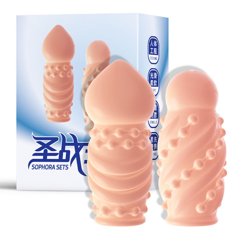 2PCS Penis Sleeve Extender Enhancer Male Enlarger Delay Sex Toy Reusable Condom gallery
