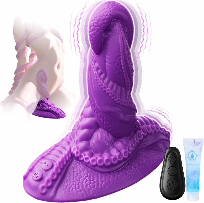 Monster Dildo Vibrator Sex Toys – Sit and Ride Fantasy Tentacle Dildo 9+9 Vibrat