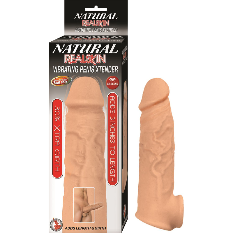 NATURAL REALSKIN VIBRATING XTENDER MALE PENIS GIRTH EXTENDER