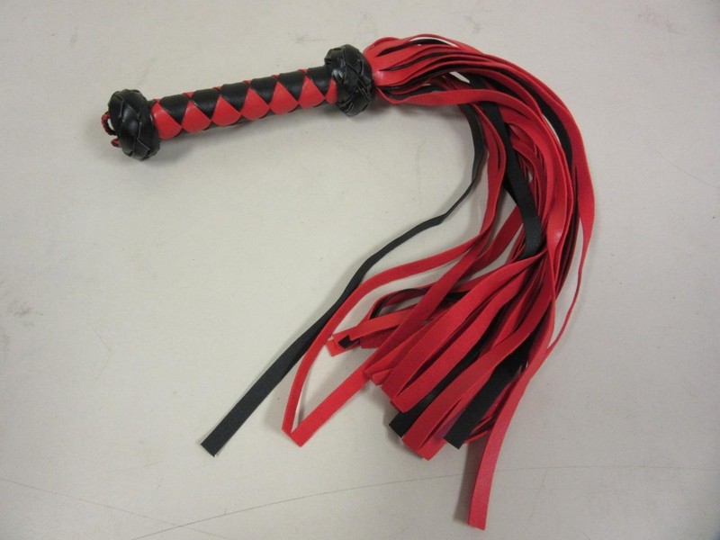 PU Leather Whip Red and Black Flogger Bondage BDSM Sex Toy