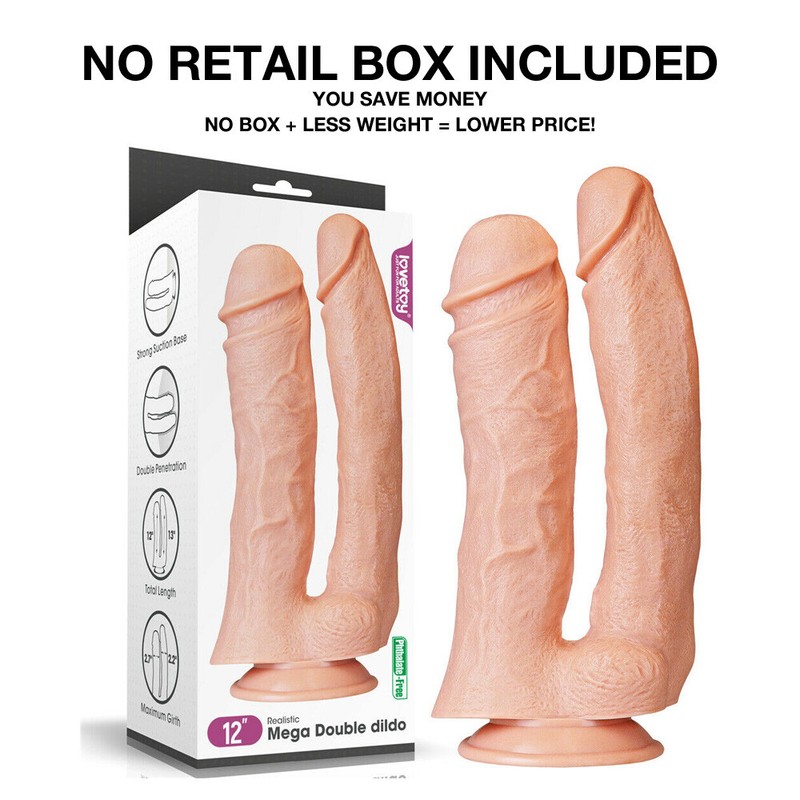 LOVETOY Mega Doppio Dildo Dong realistico da 12 « con penetrazione a ventosa