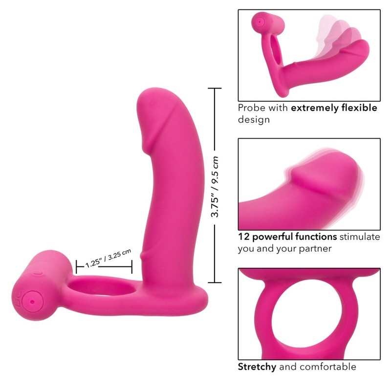 DP Sex Vibrating Double Penetration Penetrator Cock Ring Anal Butt Plug Vibrator