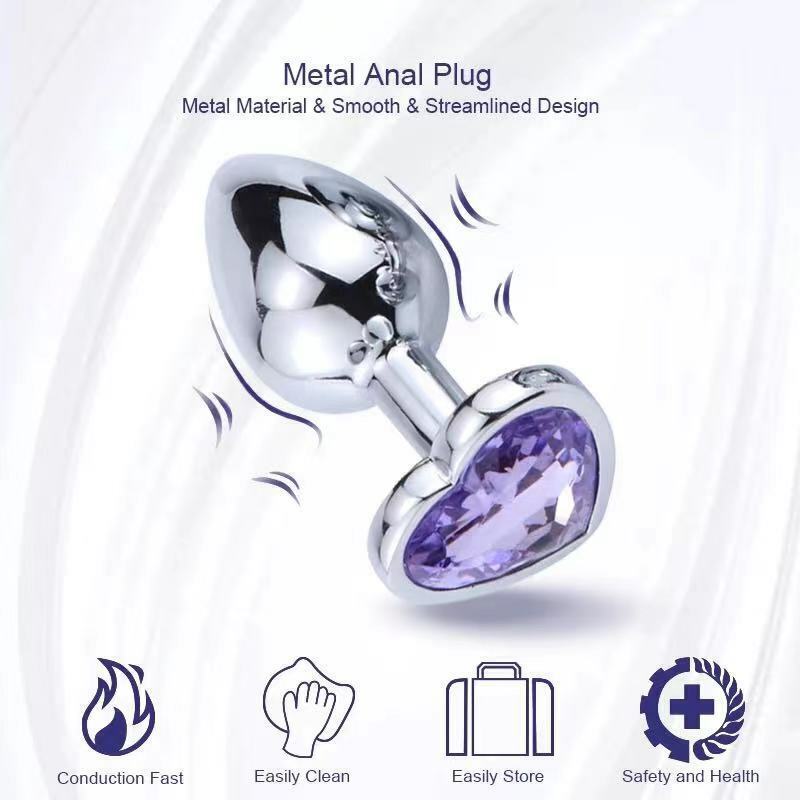 Anal Butt Plug Sex Toys Set Heart-Shaped Jewels Stainless Sex Toys for Women Men gallery