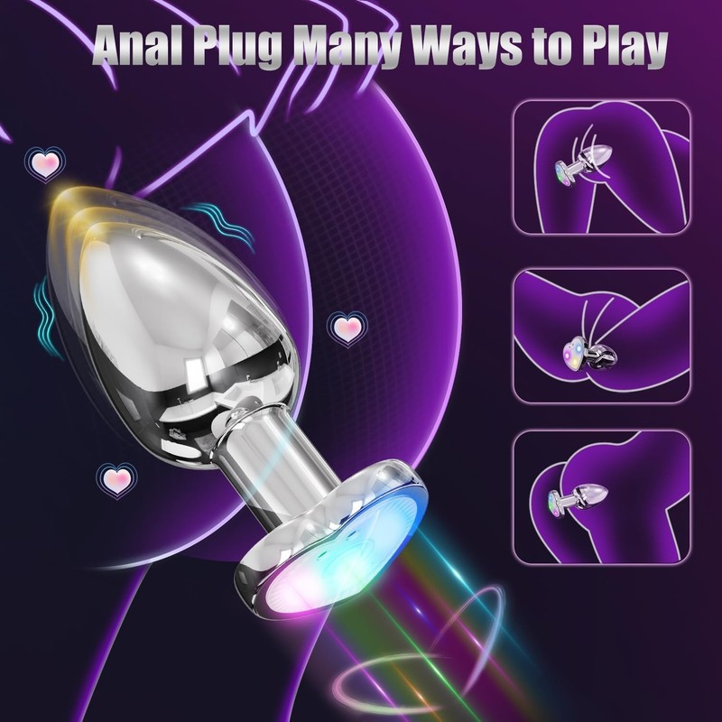 Vibrating Anal Plug Sex Toys - Light Up Butt Vibrator with 9 Vibrating Mode, Tra gallery