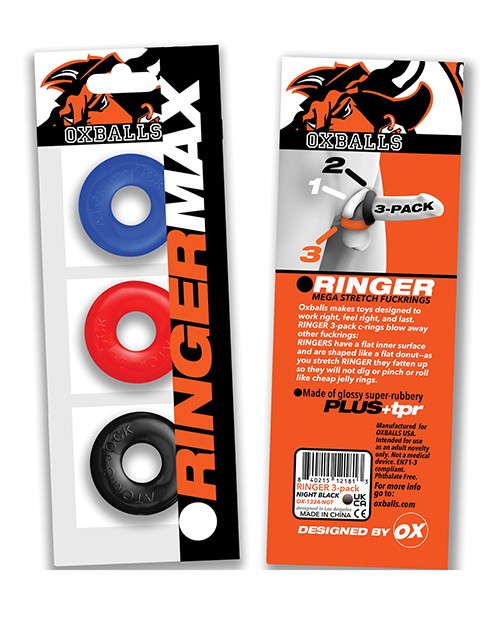 Oxballs Ringer Max 3 Pack Cockrings - Multi Color gallery