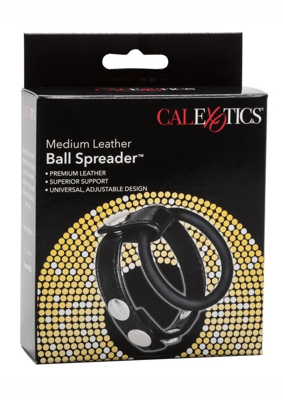 Leather Ball Spreader Cock Ring – Medium – Black