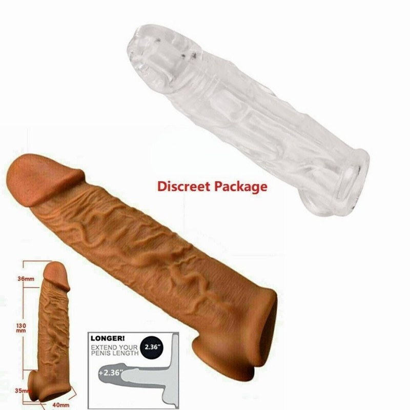 2pc Men Male Cock Girth Enlarger Enhancer Penis Extension Extender Sheath-Sleeve