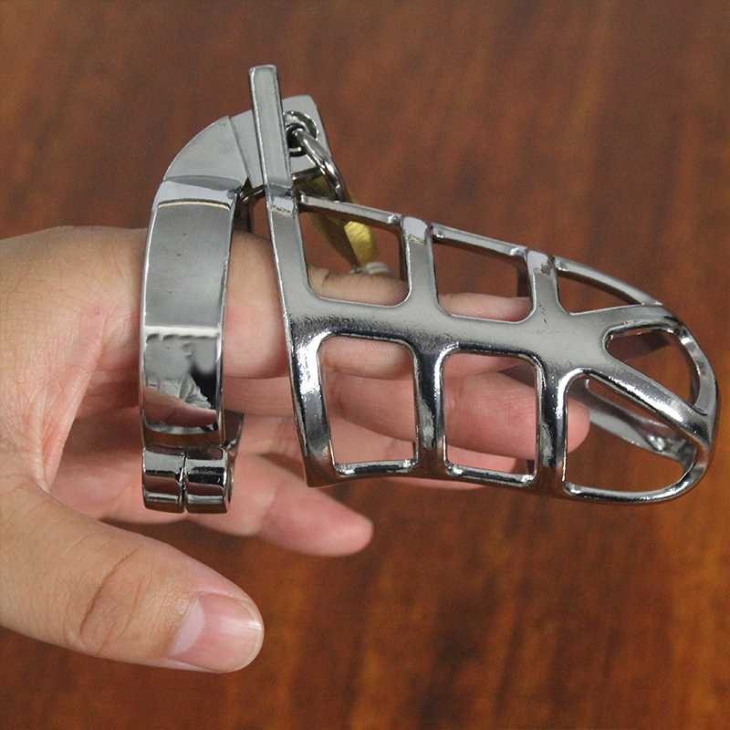 Metal Chastity Cage Penis Lock Device 40/42/45/50mm Cock Ring Sex Toy for Men SM gallery