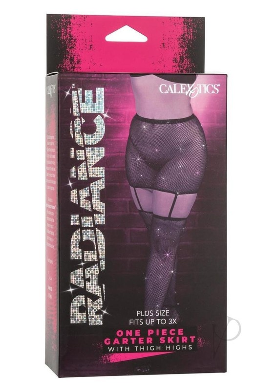 Radiance One Piece Garter Skirt with Thigh Highs – Plus Size – Black