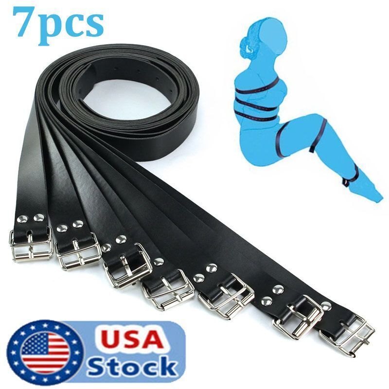 7Pcs Leather Straps Bondage Full Body Harness Restraints Belts Slave BDSM Toy