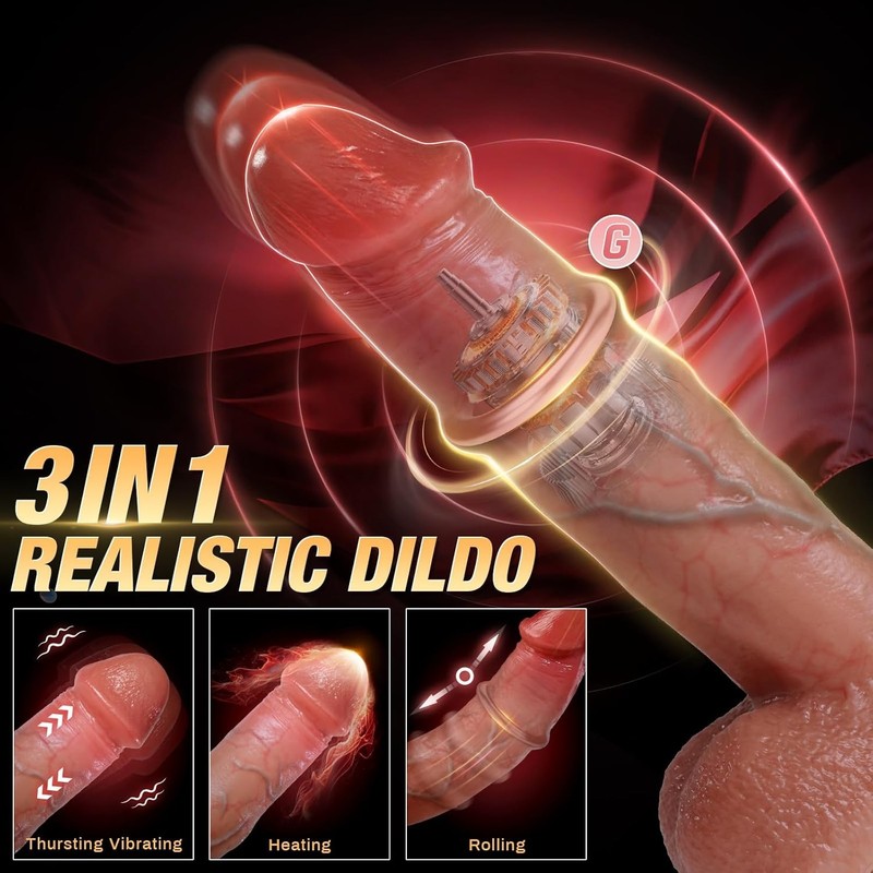 Realistic Silicone Thrusting Dildo with Sliding Ring Waterproof 9 Modes gallery