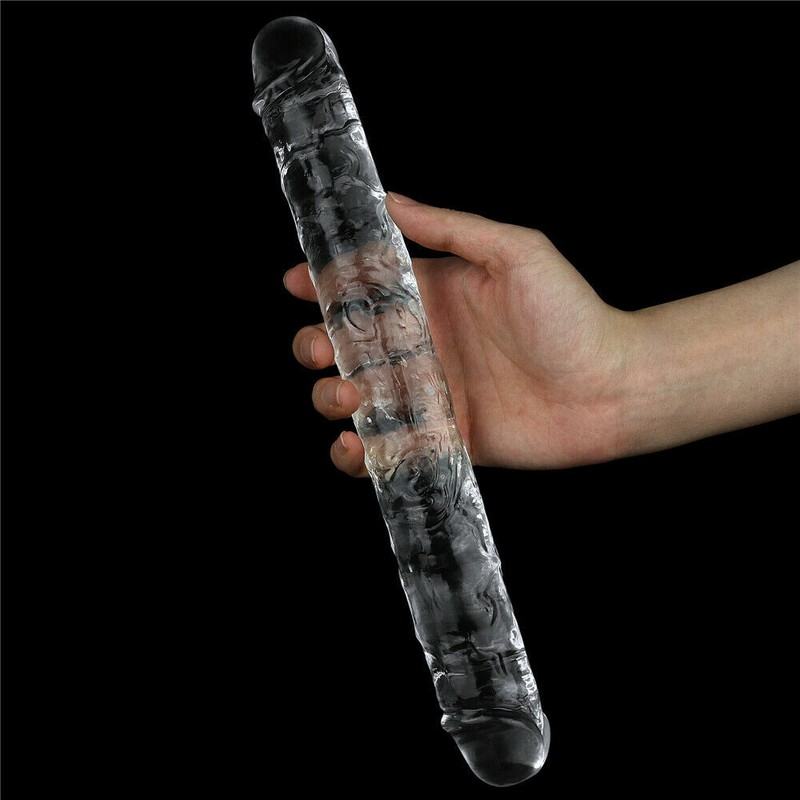 Lovetoy 12" Impecable Transparente Realista Doble Consolador Dong DP Penetraton gallery
