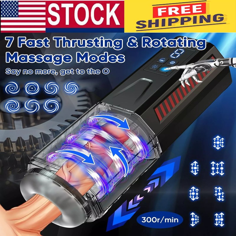Male Masturbaters Automatic HandsFree Rotating Cup Thrusting Stroker Men Sex Toy