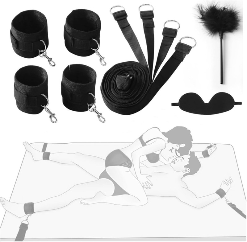 Couples Sex Restraint Kit with Adjustable Straps and Comfortable Handcuffs gallery
