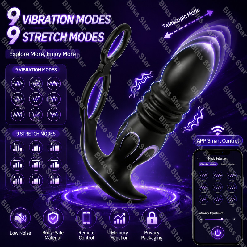 Male Prostate Massager Vibrator Thrusting Anal Butt Plug Dildo Sex Toys for Men